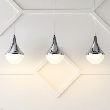 Elyse Teardrop Modern Mid-Century Iron/Acrylic Integrated Linear LED Pendant - JONATHAN Y